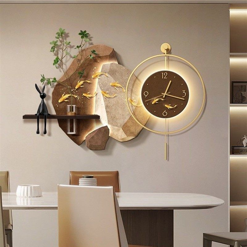 优选九鱼图挂钟2025新款餐厅装饰画立体水培绿植客厅背景墙挂画寓,家居饰品,现代装饰画,淘宝优惠券,粉丝福利购,淘宝优惠卷