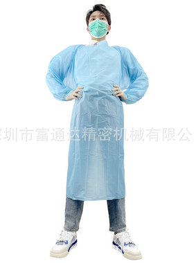 可出口FDA一次性反穿CPE拇指扣围裙35g用于隔绝小颗粒EN14126