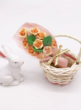 1：12迷你娃娃屋场景dollhouse花卉黄色玫瑰花束微缩手捧花礼花