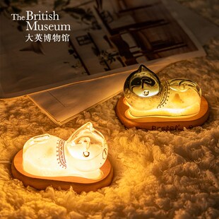 精选大英博物馆安德森猫趴趴猫天气风暴瓶氛围灯夜灯小摆件中秋礼