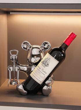 暴力熊红酒架摆件轻奢高档家居客厅餐边柜酒柜装饰品高级感软装