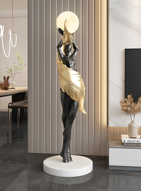 意式极简艺术人物大型落地摆件轻奢抽象客厅电视柜沙发旁雕塑乔迁