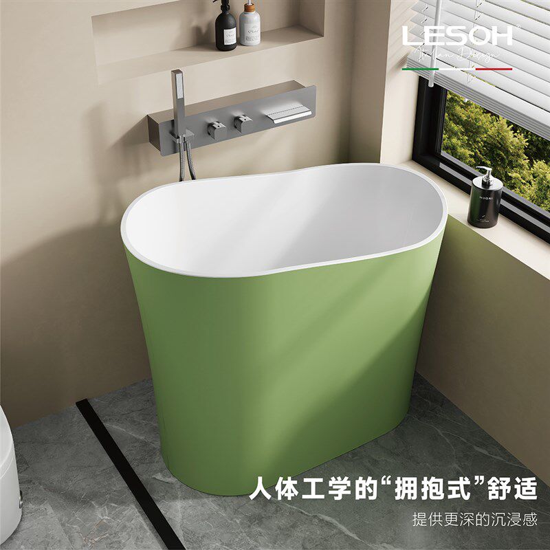 迷你小浴缸小户型高靠背可拆卸坐板独立浴缸移动式日式超深泡浴缸