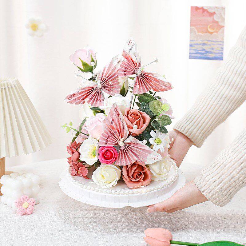 创意有钱花折纸蝴蝶手工制作diy材料包仿真香皂花礼盒生日礼物女