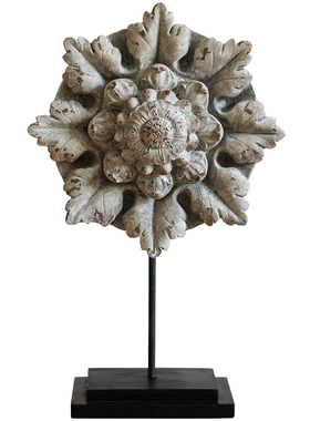 精选掬涵 花型树脂摆件古典花纹木雕古董 复古装饰 桌面玄关礼物