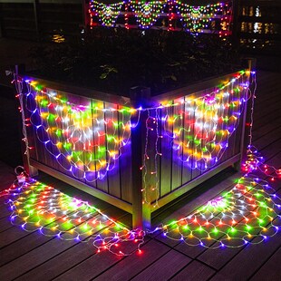 孔雀开屏网灯户外灯串彩灯带氛围灯防水装饰灯庭院布置流水瀑布灯