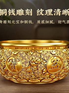 铜香炉家用供奉财神佛具招财聚财室内纯黄铜供佛烧香上香炉聚宝盆