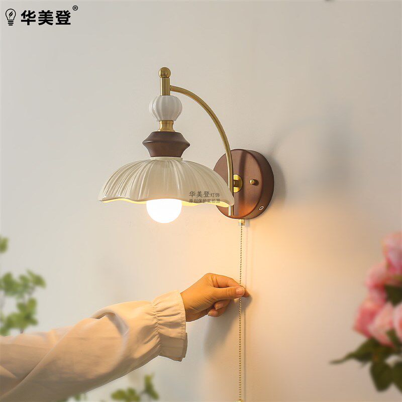 法式中古风壁灯卧室床头灯客厅墙灯玄关书房高级感创意走廊阳台灯
