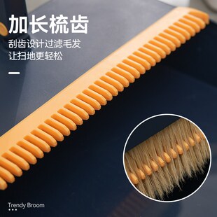 精选洁倍洁纯猪鬃毛扫把家庭家用可折叠簸箕组合套装软毛扫地扫帚