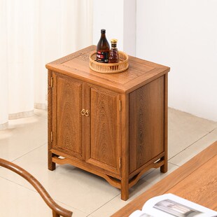 鸡翅木餐边柜新中式简约角柜全实木置物柜客厅家用双门储物收纳柜