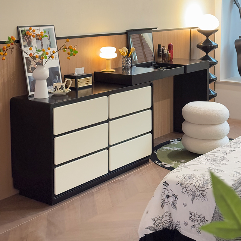 E家魅力奶油风梳妆台一体