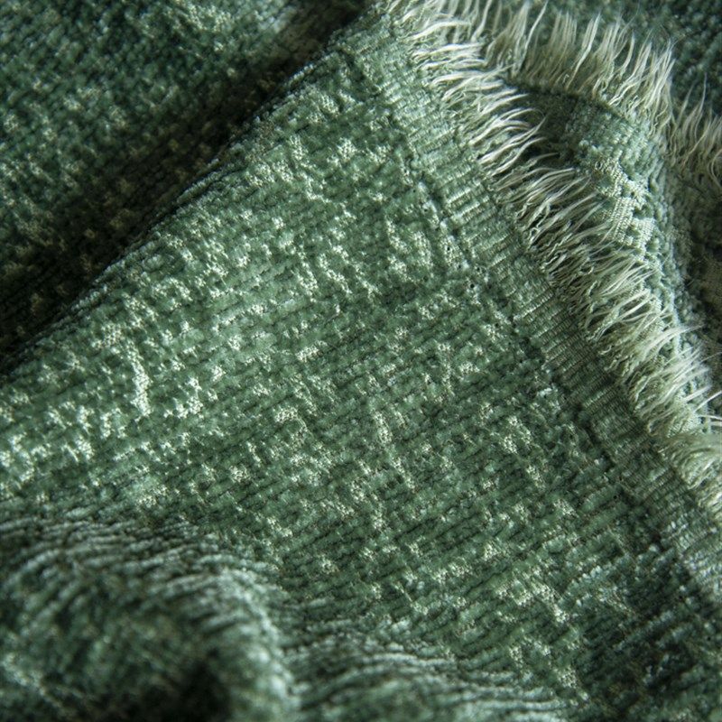 复古绿色大尺寸沙发毯厚耐磨防猫抓法式单双雪尼尔沙发毛巾全套