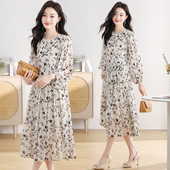 设计感气质显瘦收腰a字裙 长裙茶歇法式 碎花连衣裙女夏季 新款