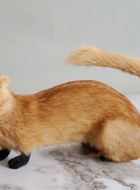 精选堂口黄家真身摆件仿真黄鼠狼黄鼬橱窗摆设工艺品道具器材毛绒
