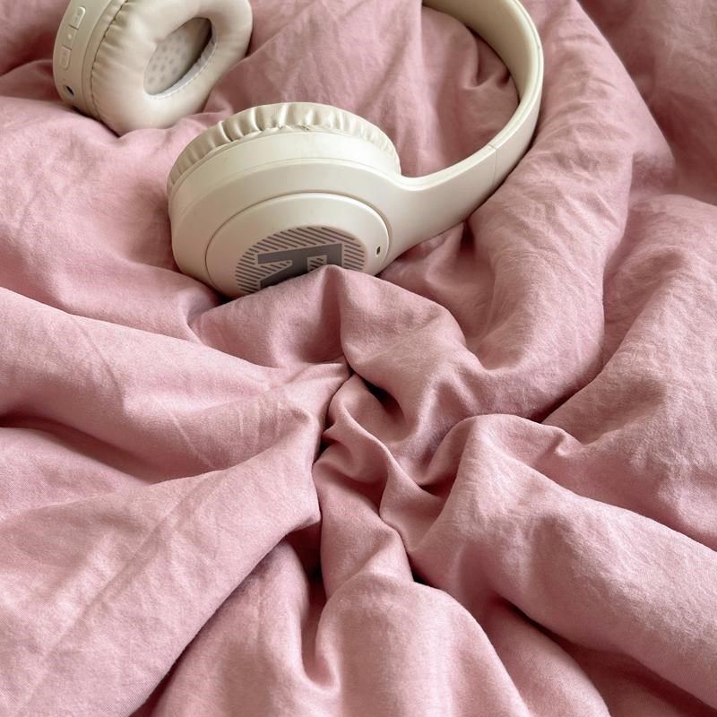 大学生宿舍床上三件套纯色水洗棉单人床单被套四件套女生简约被单
