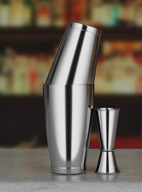 精选不锈钢波士顿摇酒壶手摇雪克杯shake鸡尾酒调酒器具入门套装
