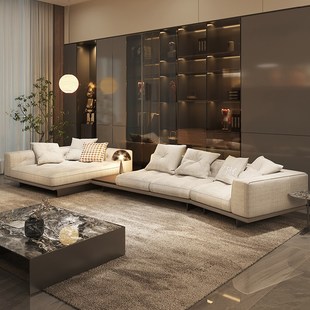 精选纳威意式极简沙发异形转角别墅客厅轻奢现代棉麻布艺迪兰沙发