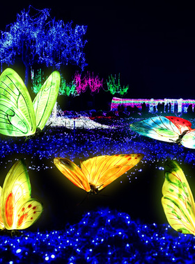 精选花园摆件仿真发光大蝴蝶雕塑户外园林景观草坪灯装饰园区夜光