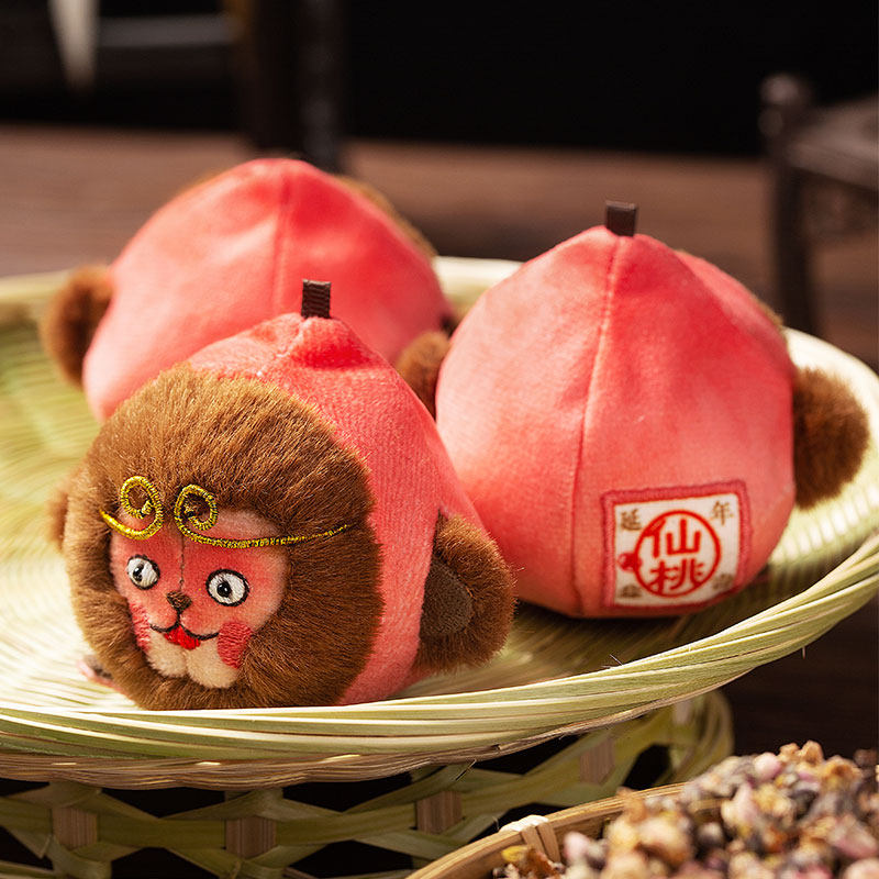 灵野梦游 蜜桃猴宝手工刺绣diy玩偶材料包可爱毛绒猴子玩偶挂件