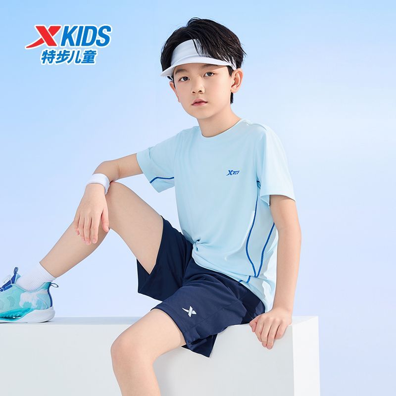 特步兒童新款中大童運動針織套裝