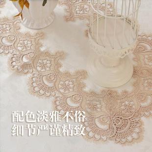 茶几电视柜桌布蕾丝布艺长方形美甲台布梳妆台盖布防灰尘罩 欧式