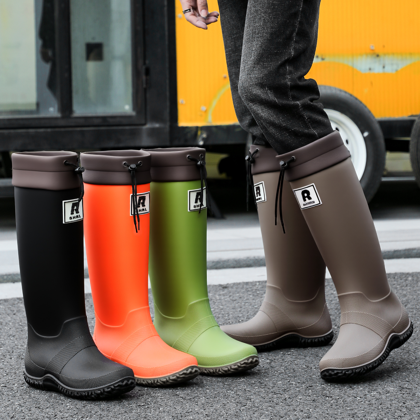 蜜暖时尚高筒束口防水雨鞋男女款