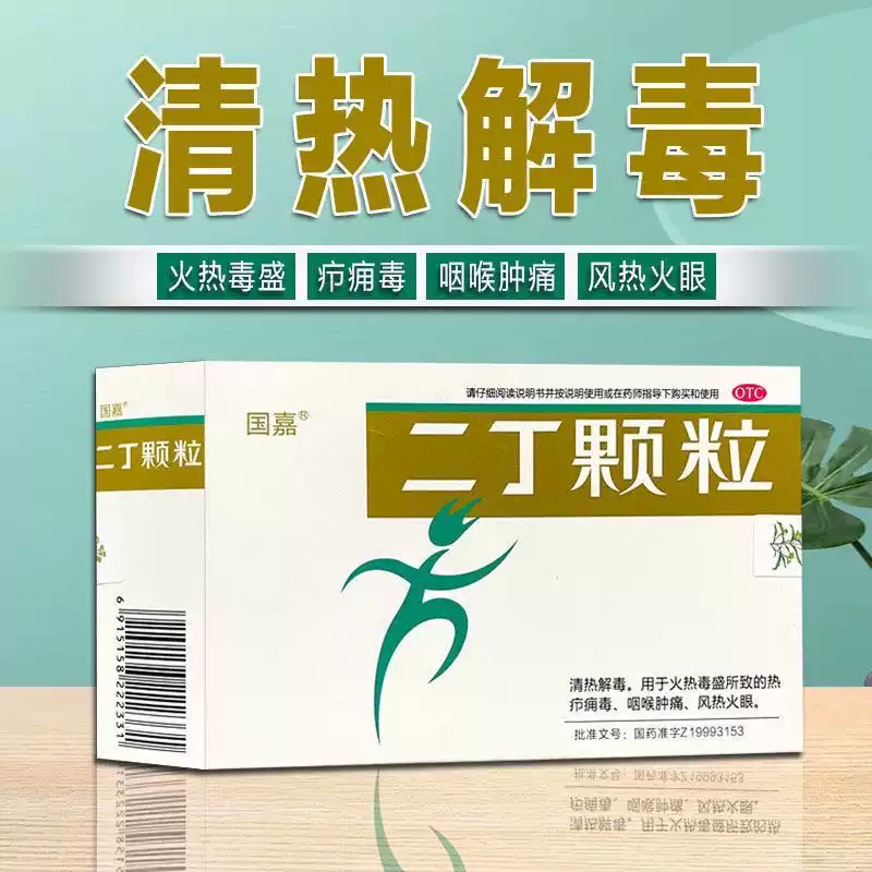 国嘉 二丁颗粒4g*9袋 正品火热毒盛所致热疖痈毒咽喉肿痛风热火眼
