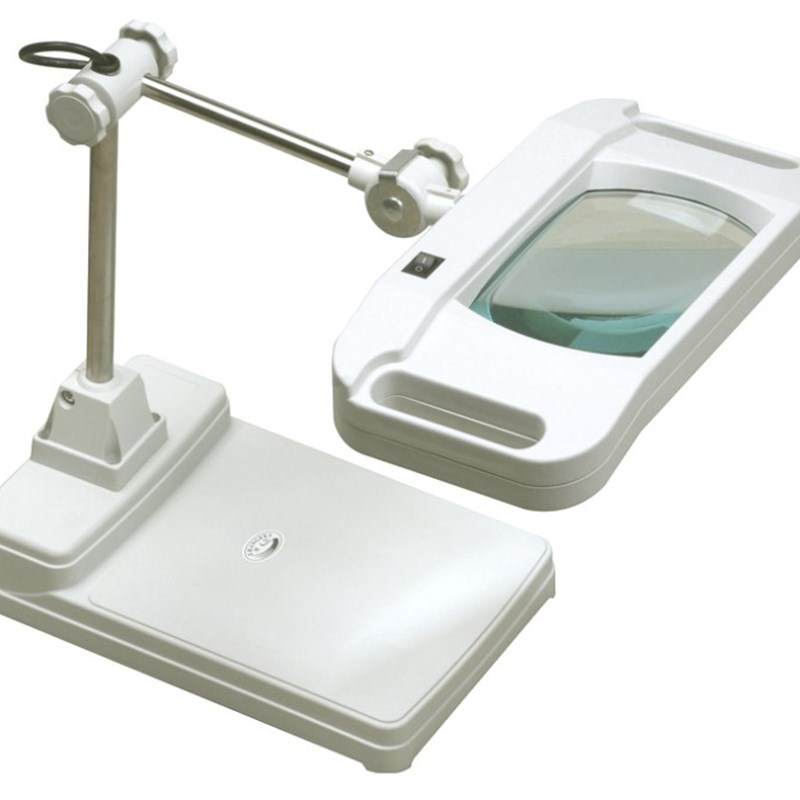 台式放大镜灯 高倍方形放大镜 台灯 维修 阅读 照明 10倍 放大镜