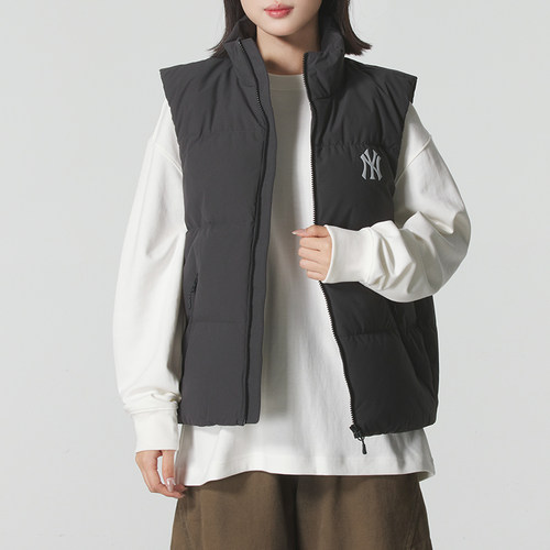 MLB保暖羽绒马甲男女装2025季新款宽松运动服外套3ADVB0156