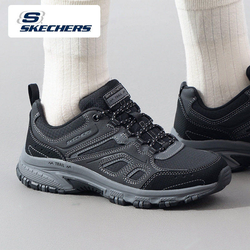 斯凯奇女鞋夏季新款户外运动鞋女款复古休闲鞋黑色网面透气徒步鞋