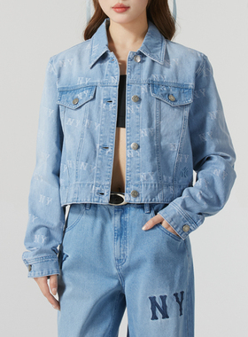 MLB复古牛仔外套2025冬季新款运动服宽松女休闲夹克3FDKM0151