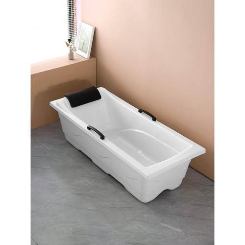 免安装亚克力浴缸成人独立式家用加宽浴盆 蓝色扶手加厚款