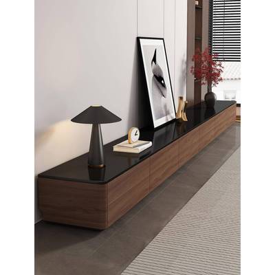 实木电视柜客厅家用2025新款中古风落地柜子岩板茶几电视机柜组合