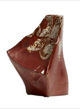 传统中式书房软装饰品禅意做旧花瓶样板间陶瓷花器粗陶储物罐摆件