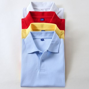 儿童蓝色短袖polo衫男童t恤夏男孩纯棉白色翻领女童学生班服校服