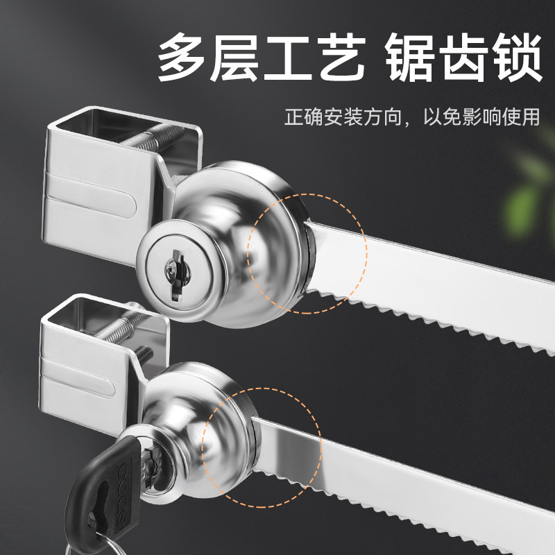 加厚玻璃门锁双门单门免开孔推拉门移门柜台锁橱窗锁锯齿锁展示柜