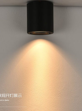 led明装射灯可调角度圆形COB聚光吸顶外置工程北欧免开孔天花筒灯