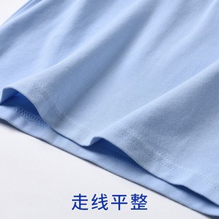 儿童纯棉polo衫浅蓝色男童女童短袖蓝色校服t恤初中生小学生校服