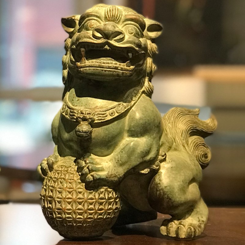 新中式创意木雕狮子摆件家居搭配装饰品酒柜客厅复古摆设手工艺品