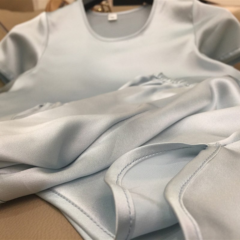 儿童真丝套装夏季薄款短袖短裤睡衣桑蚕丝婴幼儿宝宝家居服空调服