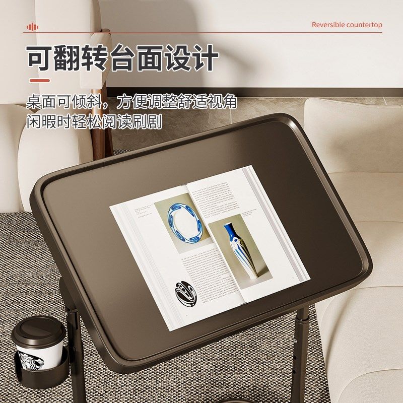 电脑桌卧室家用床边桌可移动升降小桌子万向轮折叠桌简易办公书桌