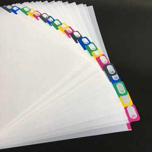 办公A4彩色分类纸20页索引纸图文分隔页标签分类卡pp分页纸引索纸