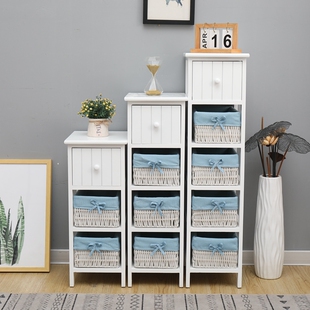 实木藤编迷你床头柜子宽25cm卧室收纳边柜小户型超窄简约夹缝斗柜