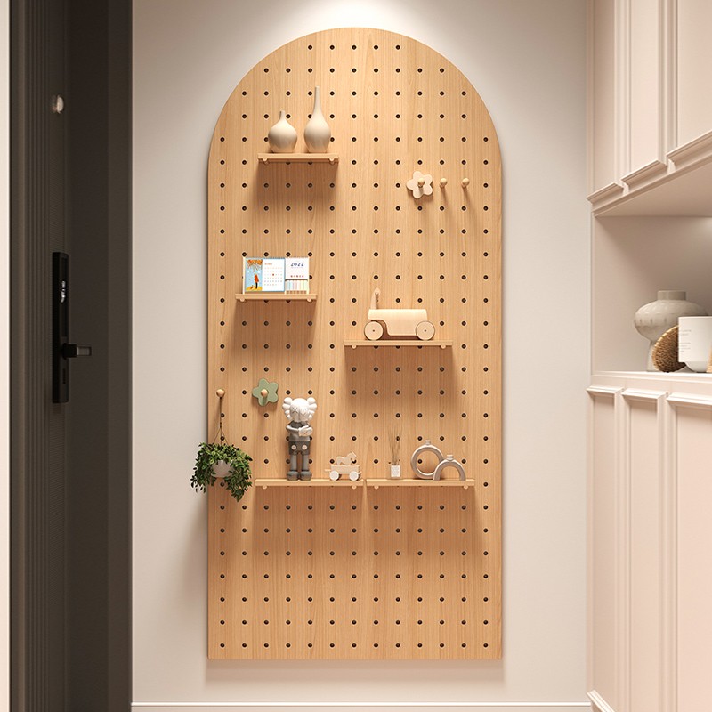 实木洞洞板定制墙上置物架木质收纳墙壁挂入户玄关展示架书架隔板