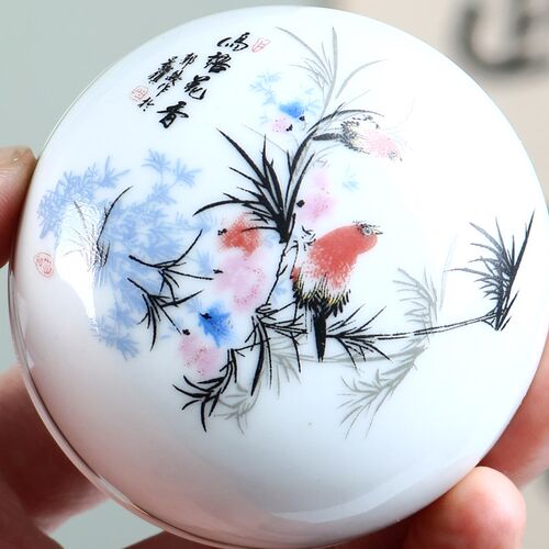 光祖景德镇陶瓷印泥盒仿古复古瓷缸特大号中号哥窑高包高顶印泥花