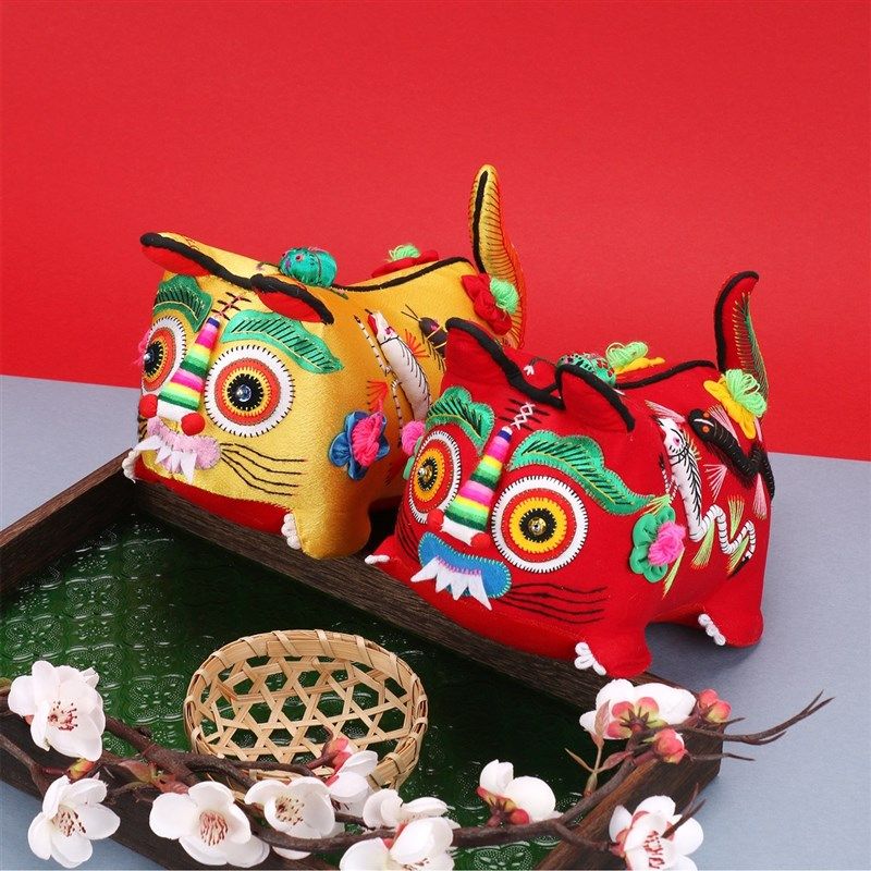 婴儿工艺品老虎枕头宝宝纯手工五毒布老虎玩具满月婴幼儿纯手工,特色手工艺,布老虎,淘宝优惠券,粉丝福利购,淘宝优惠卷