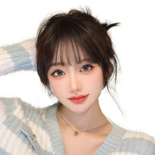真发空气刘海假发女自然前额假刘海高额头大圆脸头帘发卡式假发片