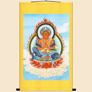 明清复古版 马头观音菩萨画像 马头明王金刚绢布卷轴挂画装饰画