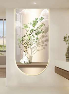 轻奢艺术画带led灯入户进门玄关装饰画过道走廊楼梯高端挂画新款