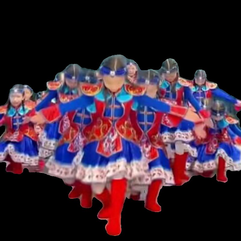 新款儿童蒙古族演出服少数民族服装女童筷子舞长裙袍台表演套舞蹈